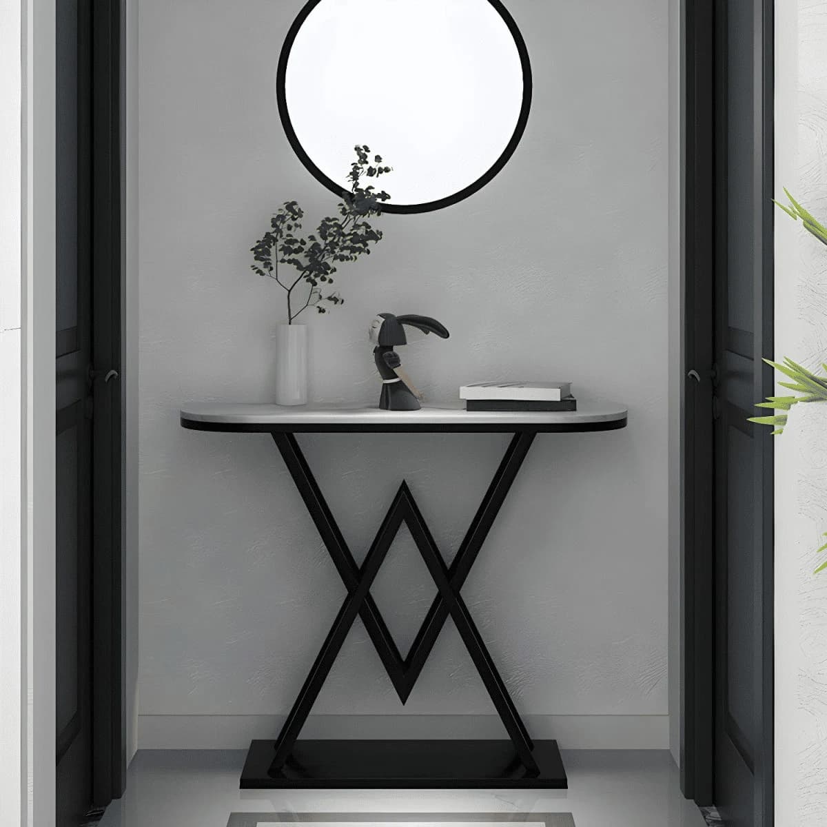 DRS-070 Yarım Daire Dresuar Masa MDF Metal Ayaklı