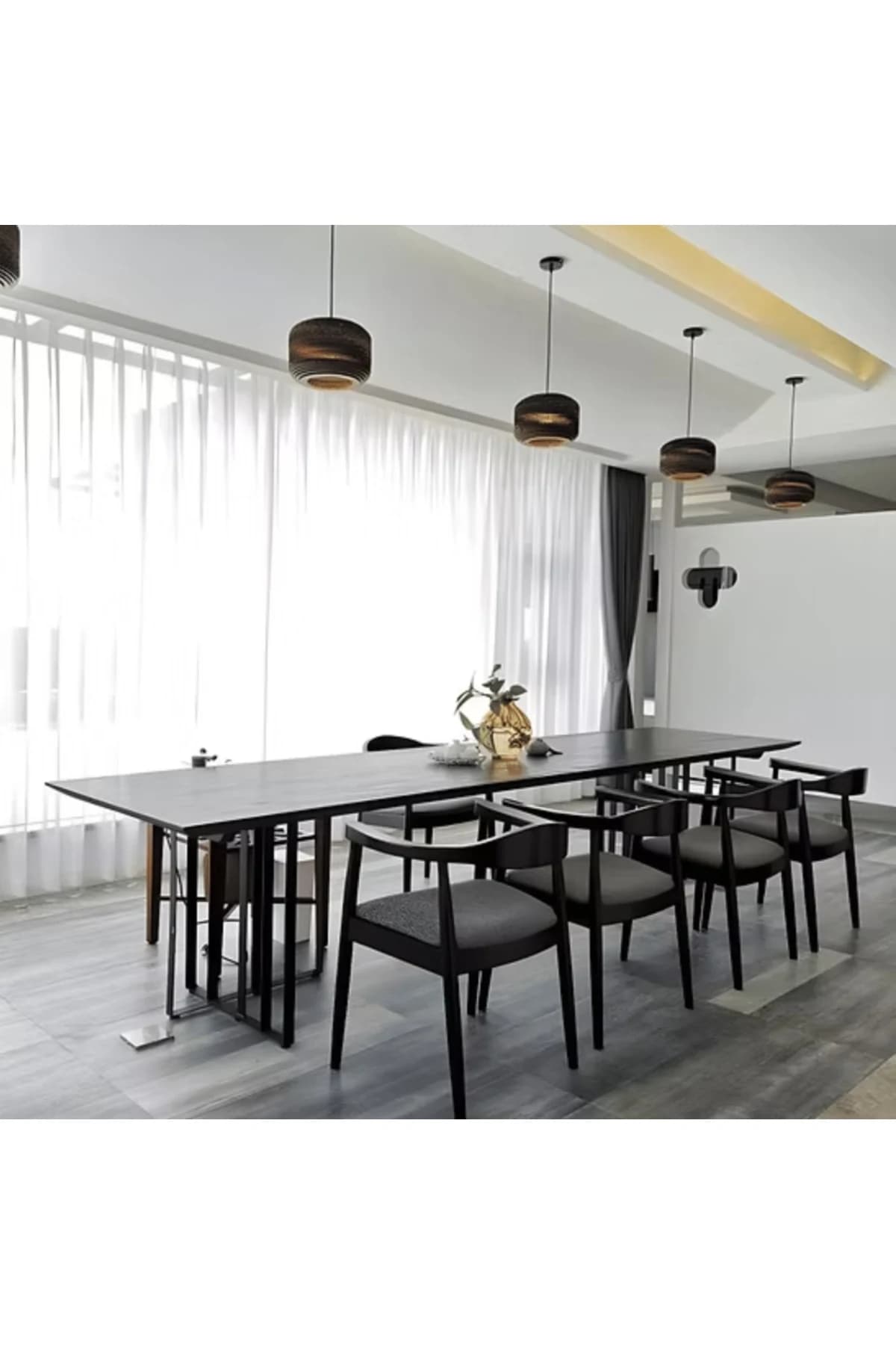 YMK2138 Endüstriyel Dikdörtgen Yemek Masası Ahşap Metal Ayaklı