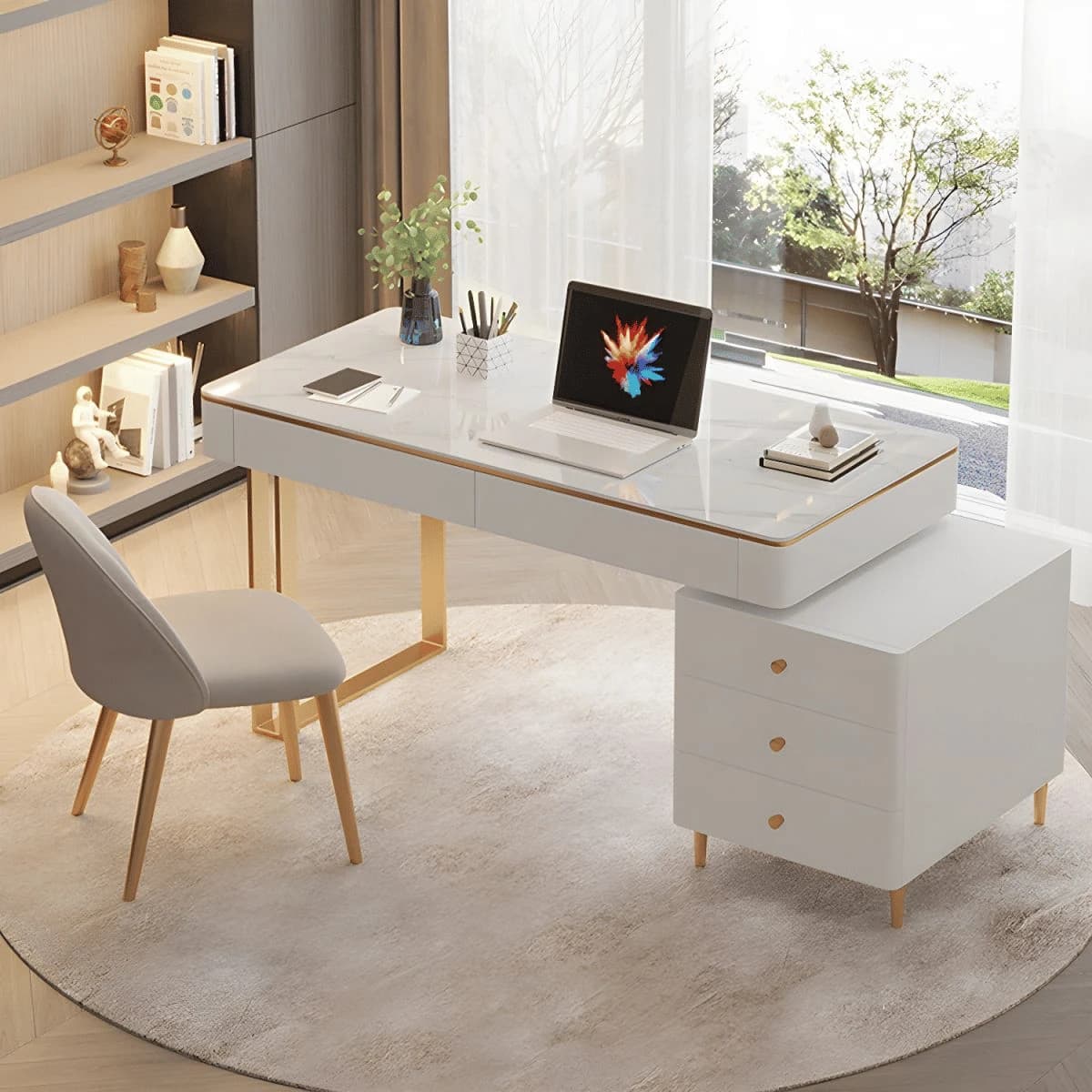 ÇLM23056 Modern MDF 5 Çekmeceli Çalışma Masası