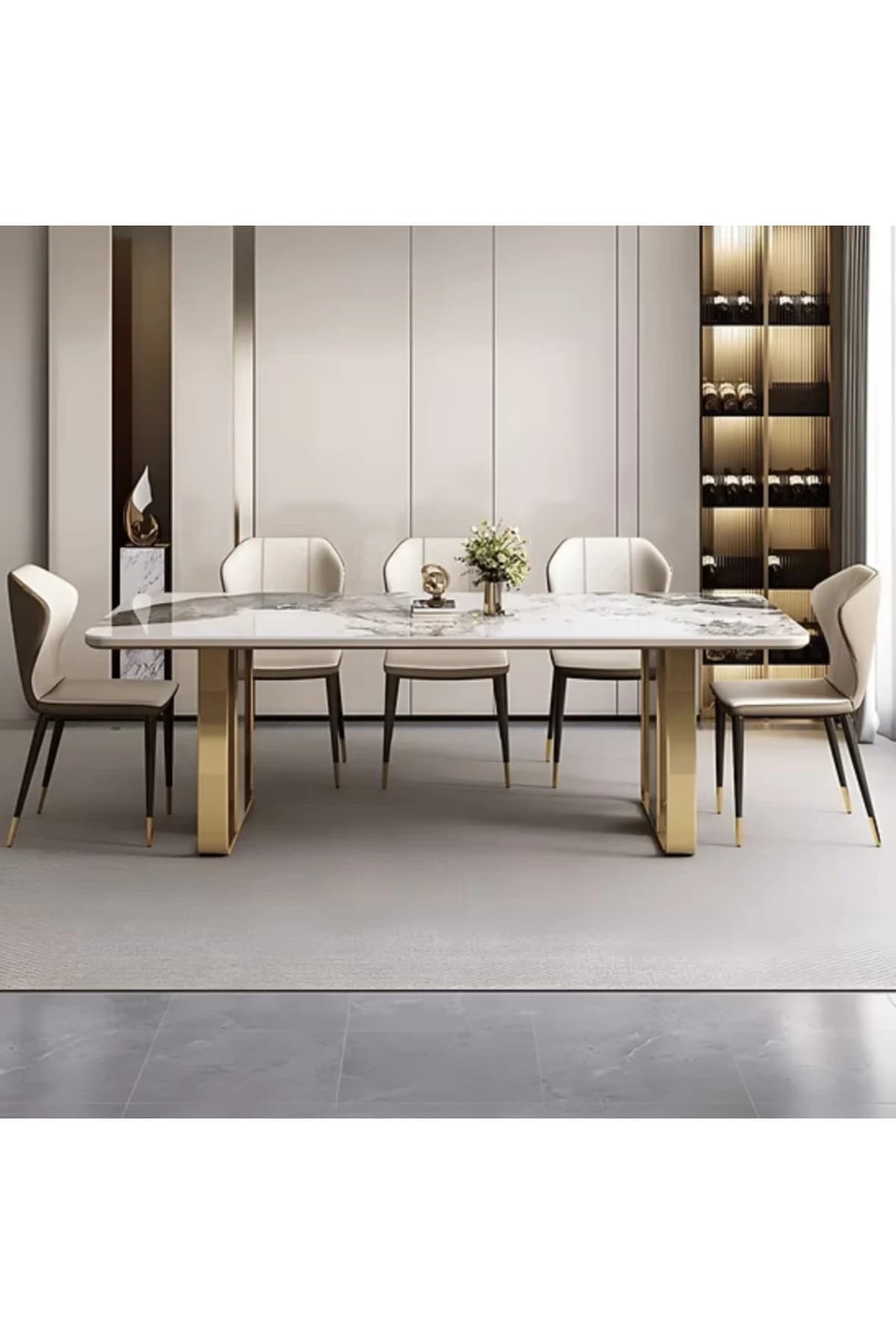 YMK460 Modern Dikdörtgen Yemek Masası MDF Üstlü Metal Ayaklı