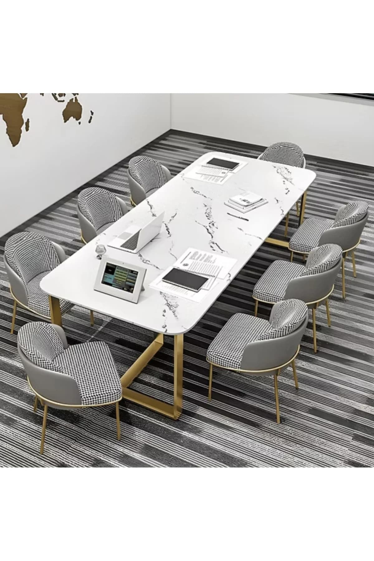 TPL4876 Modern Dikdörtgen Çalışma Masası MDF Üstlü Metal H Ayaklı