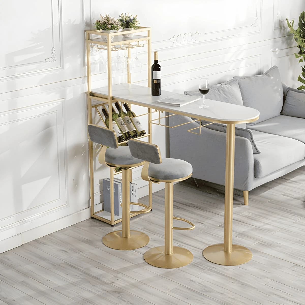 BRM806 Modern Dikdörtgen Bar Masası MDF Üstlü Metal Ayaklı