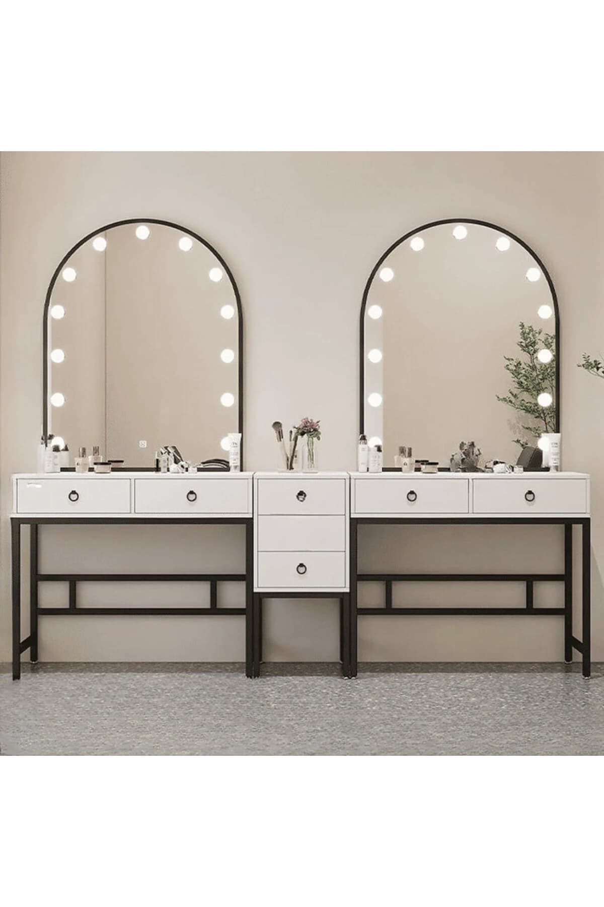 KC-0100 Modern Ahşap Tablalı Aydınlatmalı Makyaj Masası İstasyon