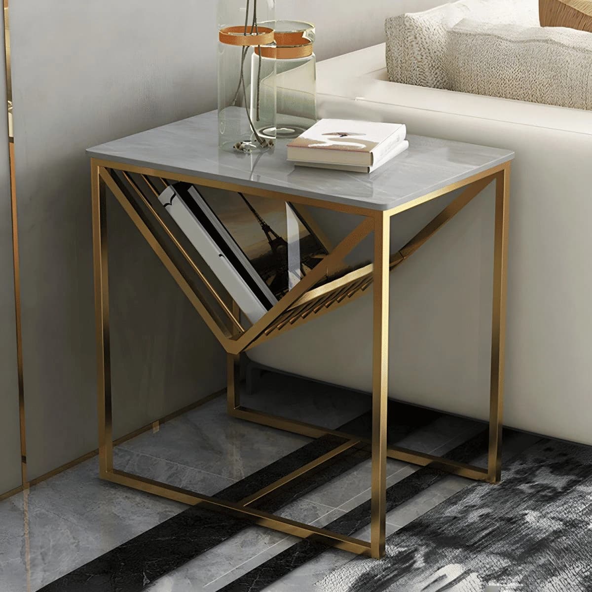 ZGN36757 Modern MDF Çerçeveli Dikdörtgen Yan Sehpa