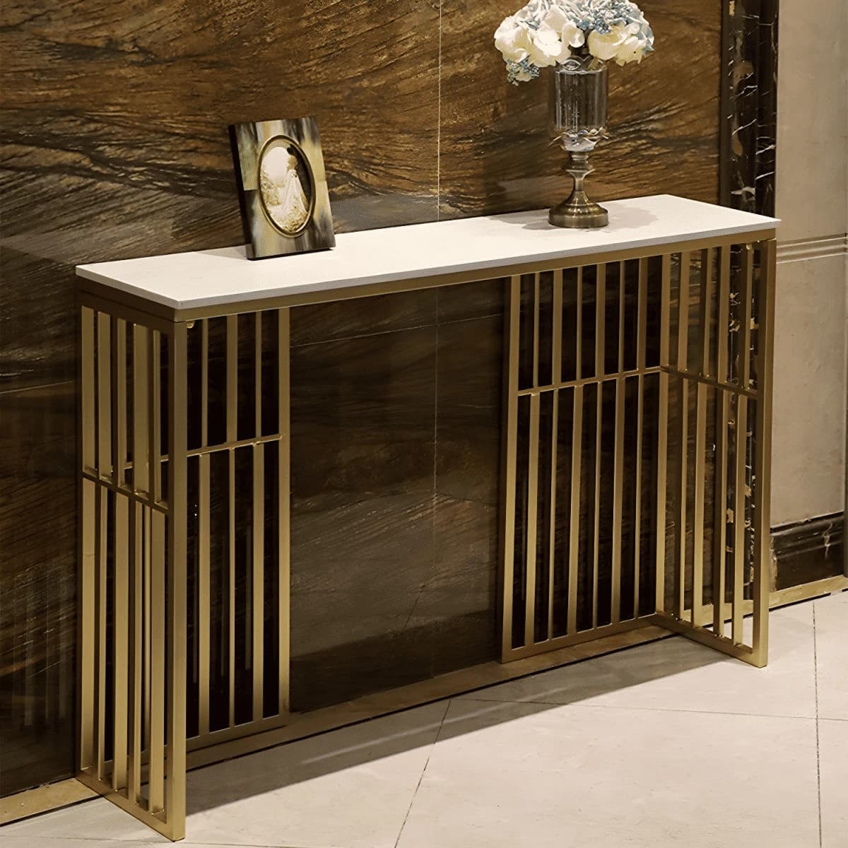 DRS-073 Dikdörtgen Konsol Masa MDF Metal Ayaklı