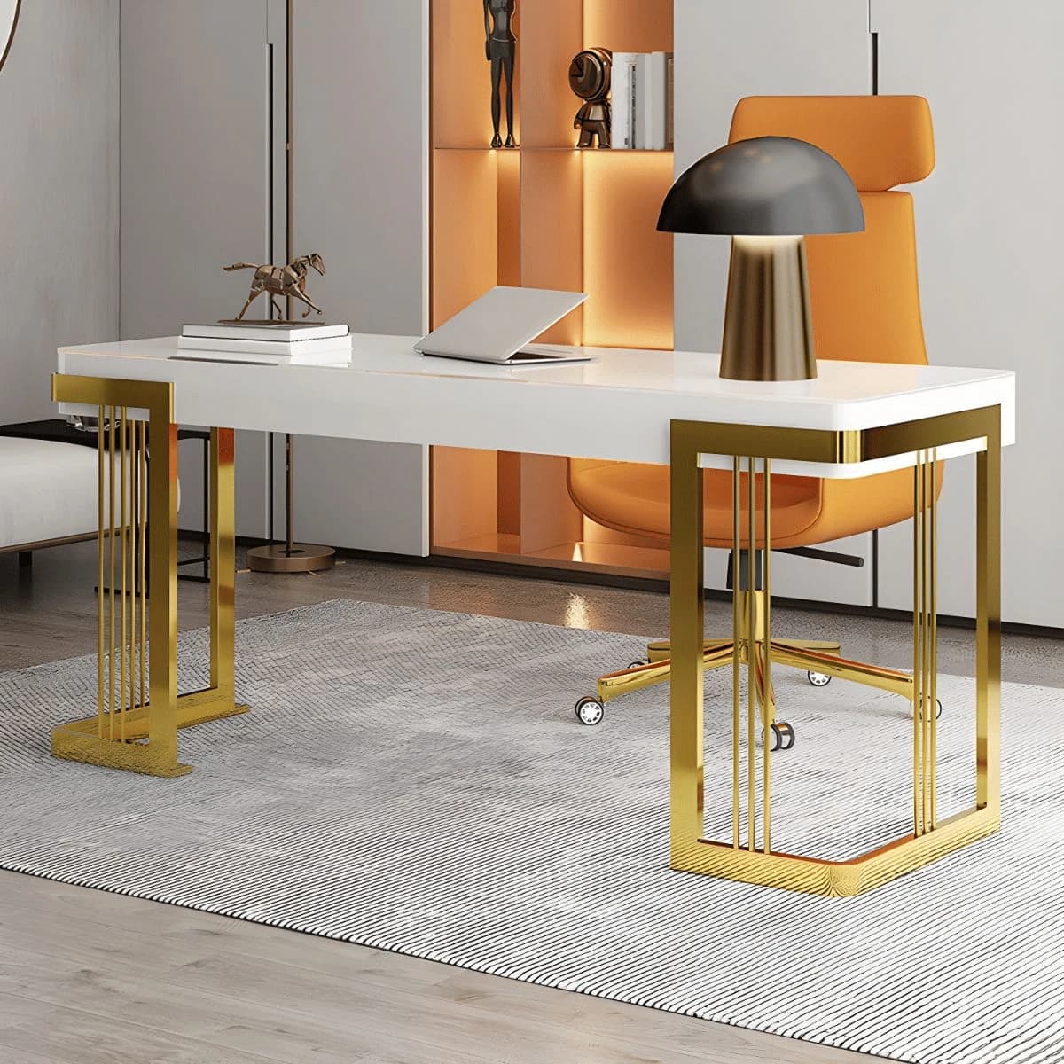 KC-0244 Tasarım Metal Ayaklı Çalışma Masası, Dikdörtgen Ofis Masası