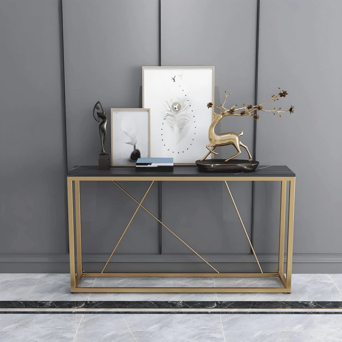 DRS-K1 Modern Dikdörtgen Konsol Masa MDF Metal Ayaklı