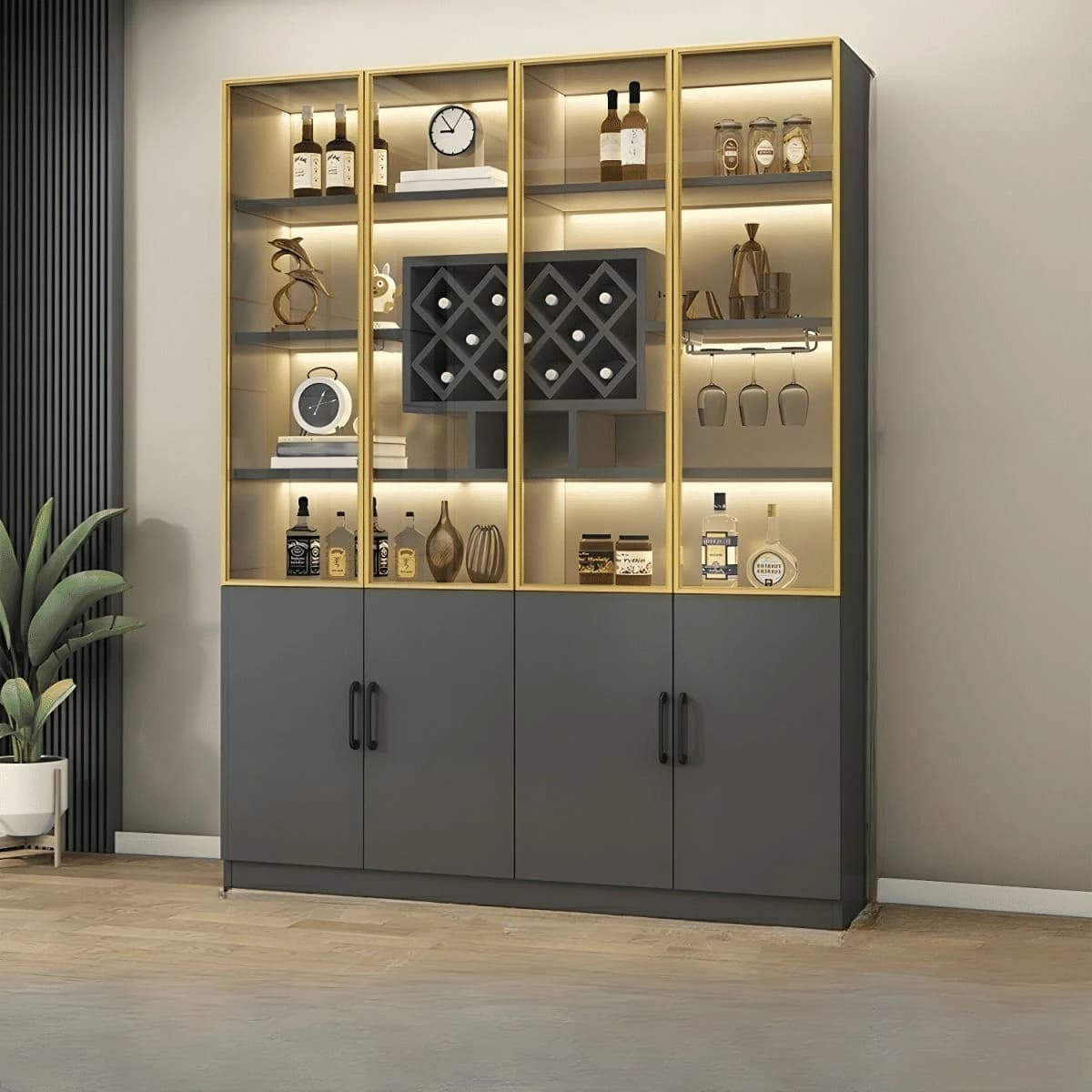 KC-0163 MDF ve Metal Ayaklı Şaraplık ve Kitaplık Özelleştirilebilir