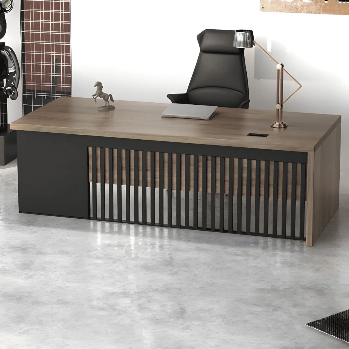 ÇLM6543 Endüstriyel Dikdörtgen Çalışma Masası Ahşap Metal Ayaklı