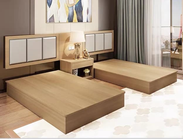 KC-008 Lüks Modern Ahşap Yatak Odası Seti, MDF Yatak Komodin