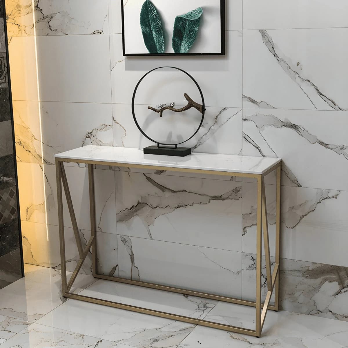 DRS-055 Dikdörtgen Konsol Masa MDF Metal Ayaklı