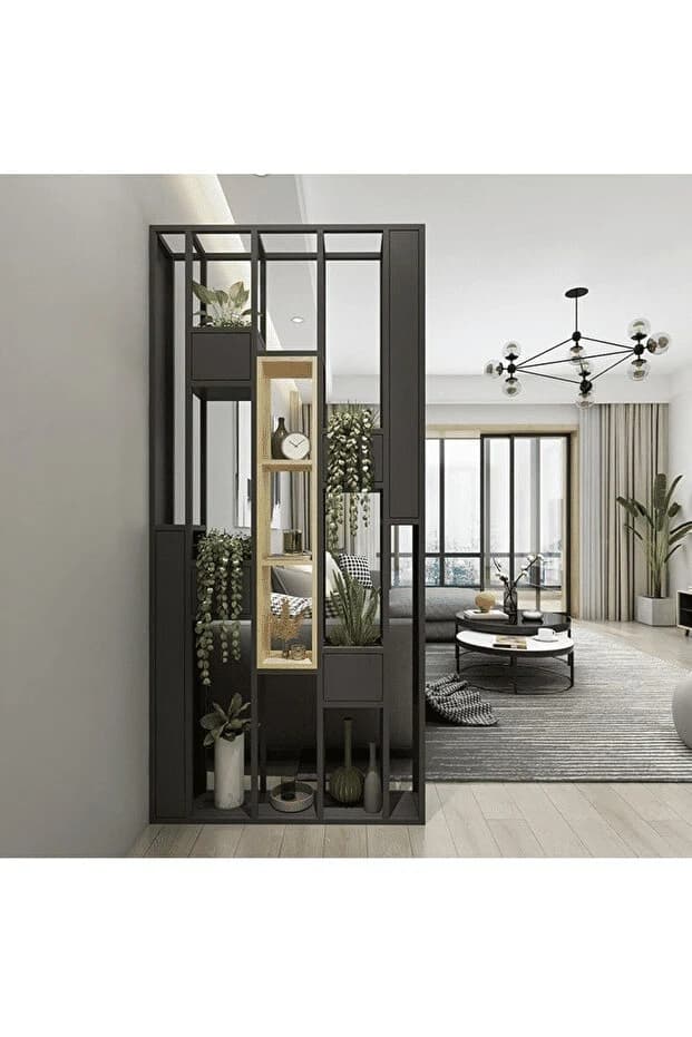 SPT820 Siyah Metal Separatör Kitaplık 90x20x200 cm