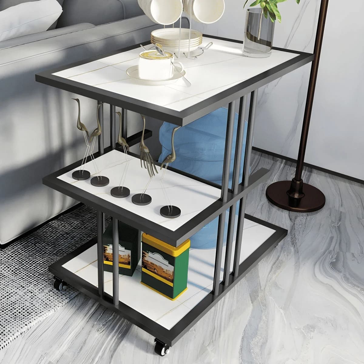 ZGN70379 Modern Metal Tekerlekli Yan Sehpa