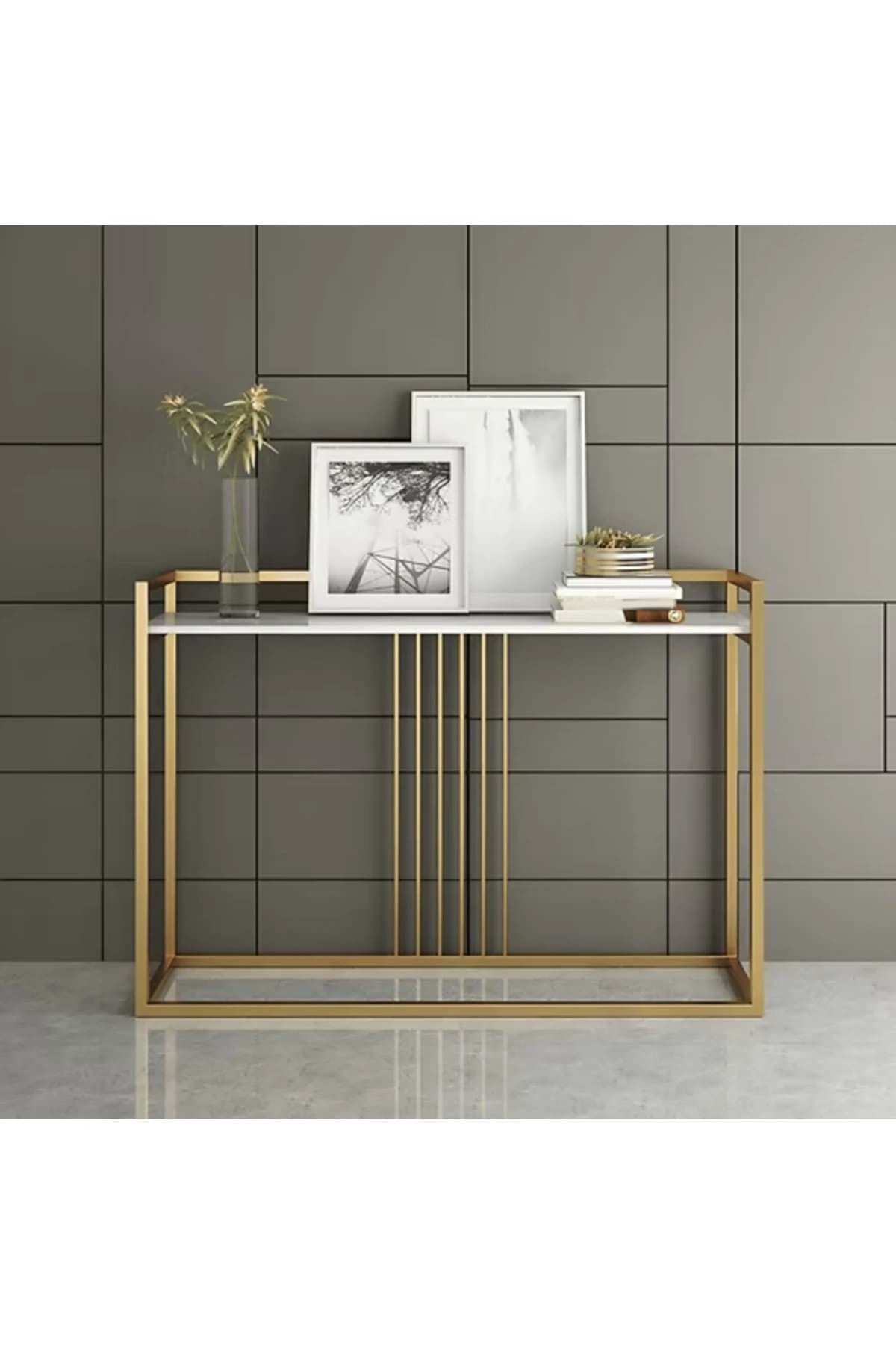 DRS-03 Dikdörtgen Konsol Masa MDF Metal Ayaklı