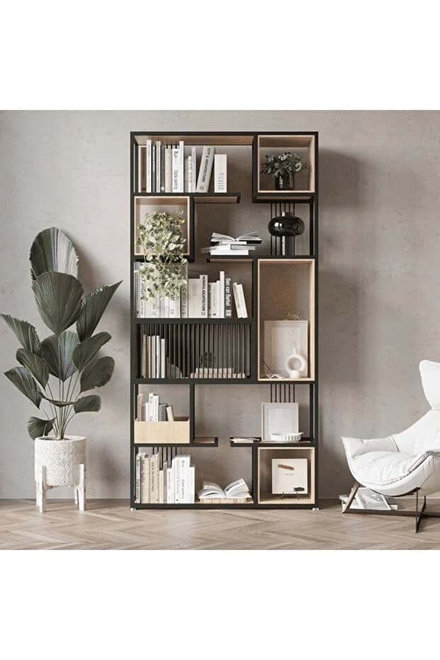 KTP0648 Siyah Metal Kitaplık 100x200 cm