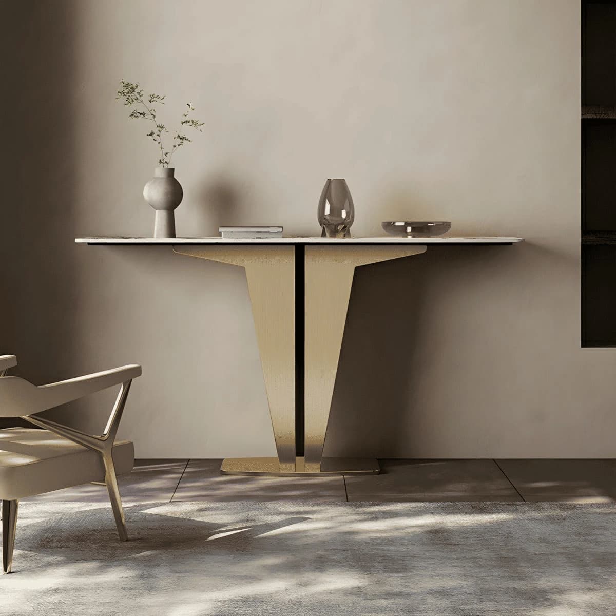 Glam Beyaz Taş Konsol Masası SKU5258045